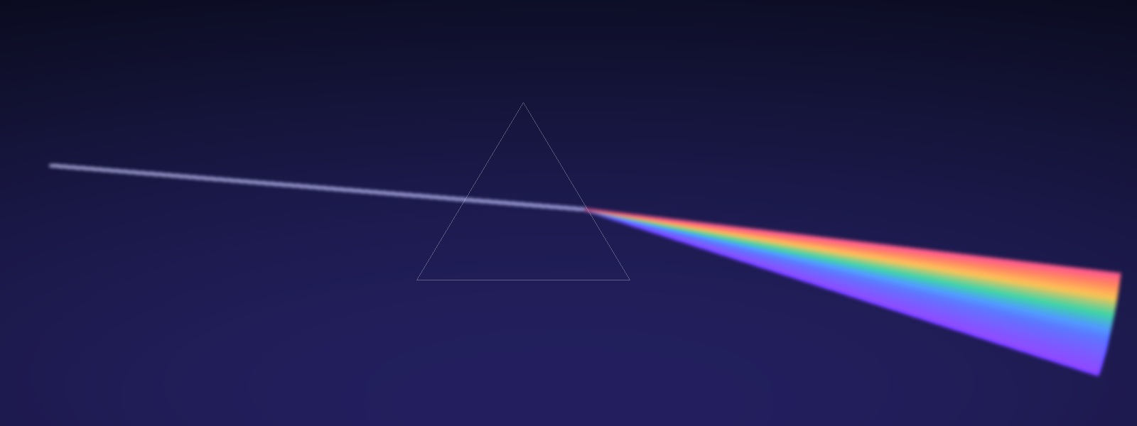 A beam of white light dispersed into its spectrum by a prism.